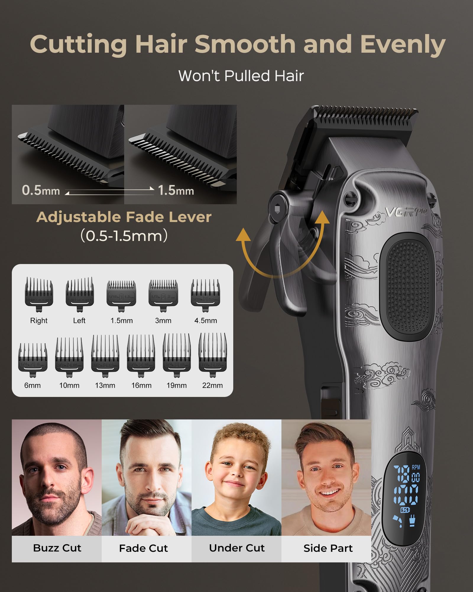 VGRPRO trimmer zéro-gap pour barbe et sourcils, coupe nette.