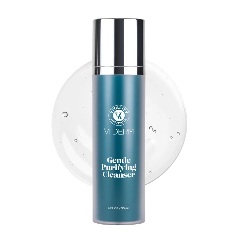 VI DERM Gentle Purifying Cleanser — bouteille visible, nettoyant doux et hydratant.