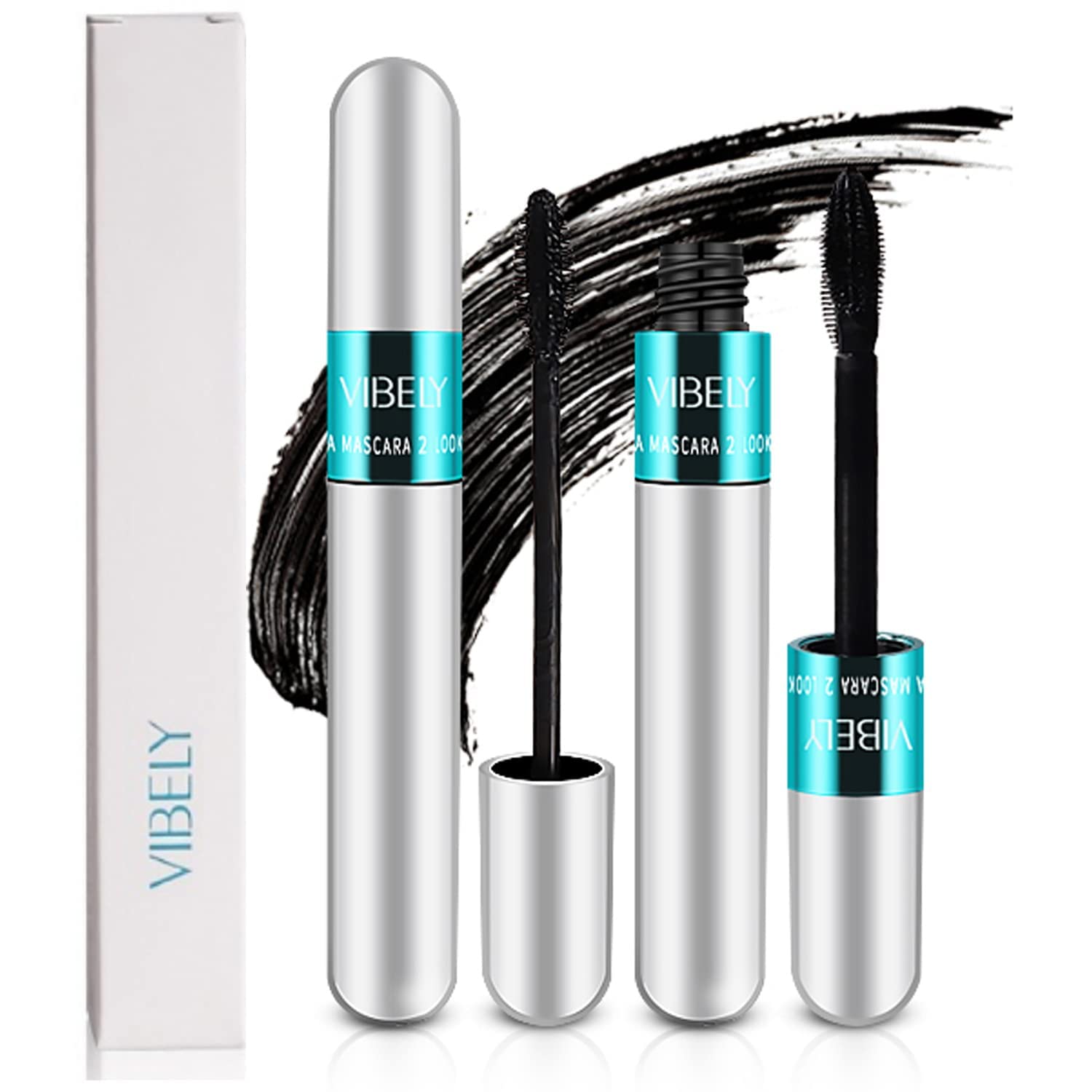 Vibely Mascara pack-de-2: cils plus longs et volume durable