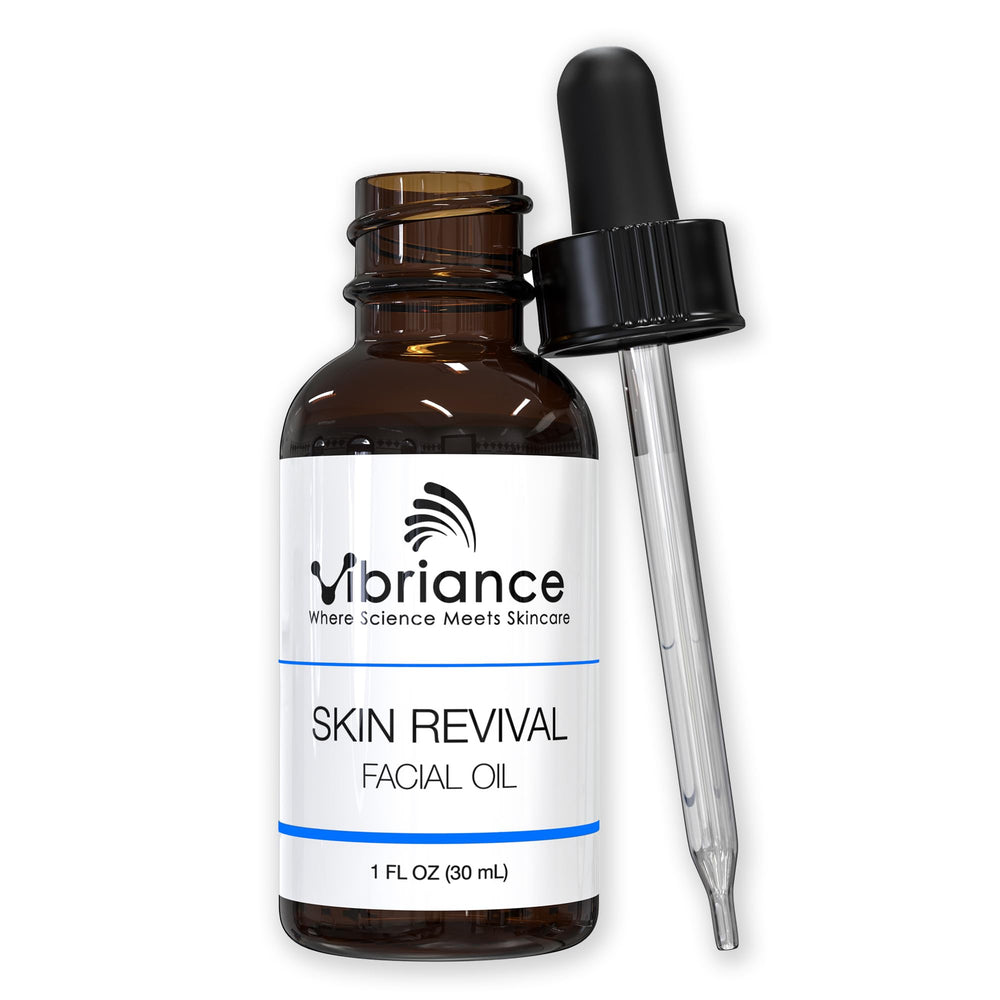 Flacon présentation de l huile visage Vibriance offrant hydratation douce pour peau sensible.