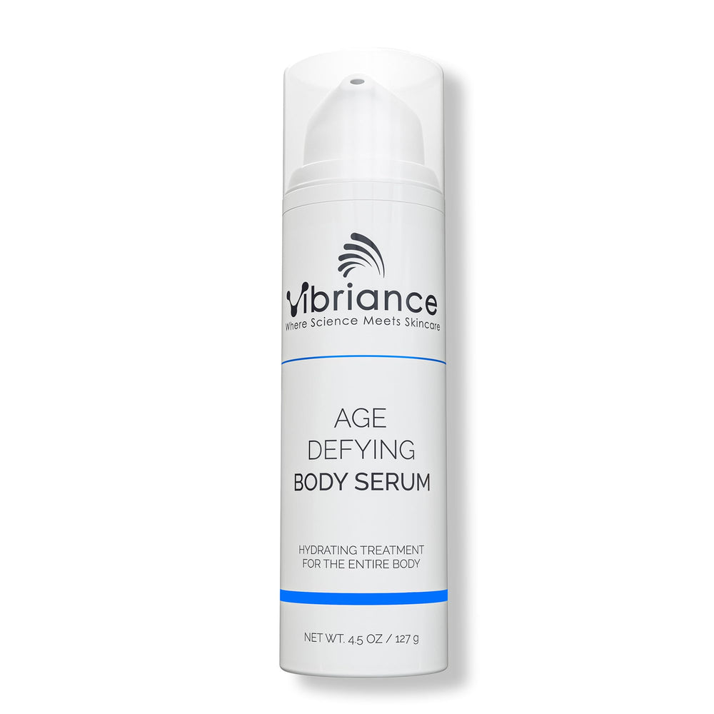 Sérum corporel Vibriance anti-âge en bouteille, hydratation ciblée et revitalisante.