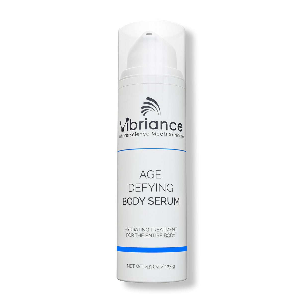 Sérum corporel Vibriance anti-âge en bouteille, hydratation ciblée et revitalisante.