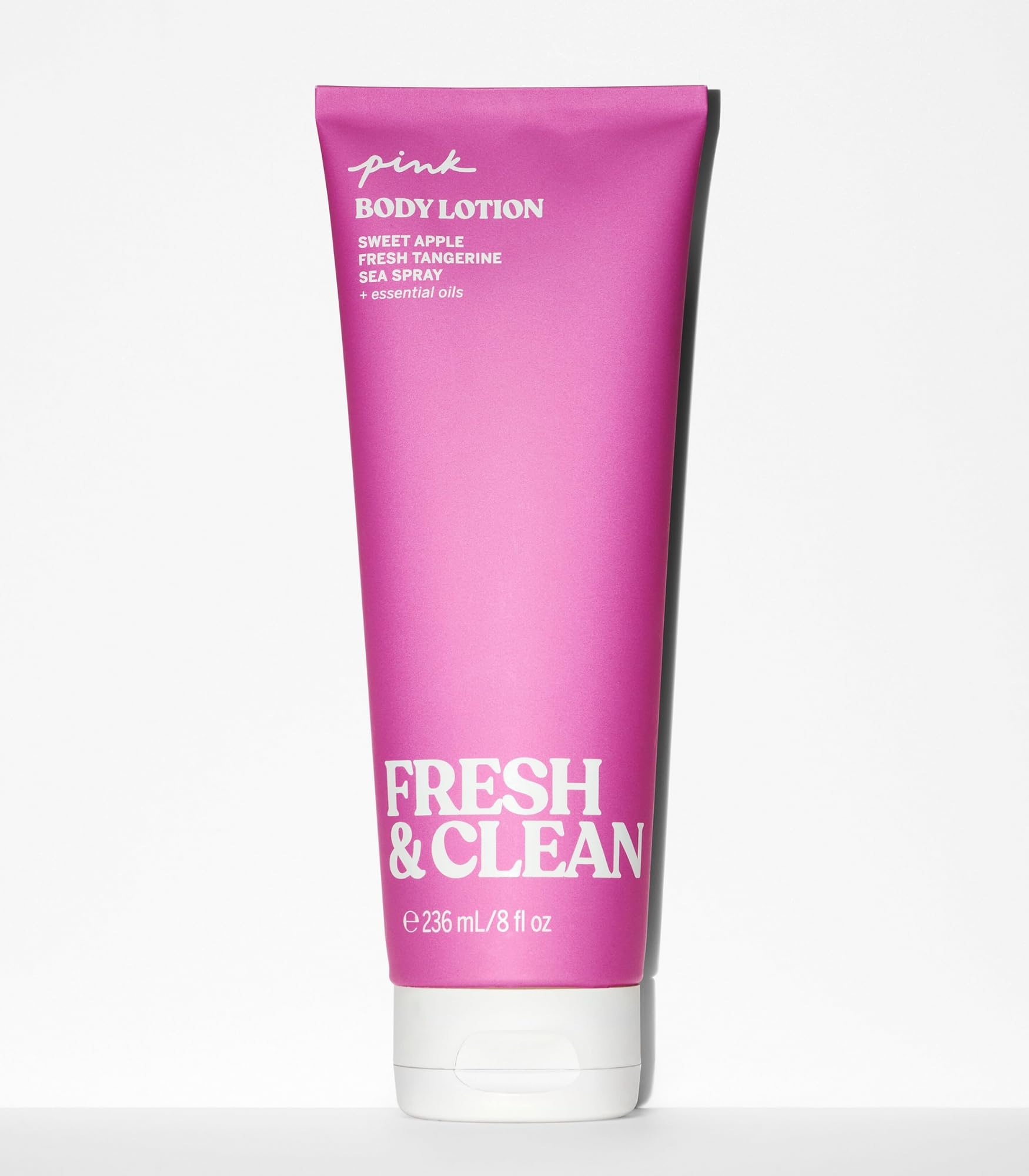 Victoria's Secret Pink Fresh & Clean lotion pump close-up for easy application.