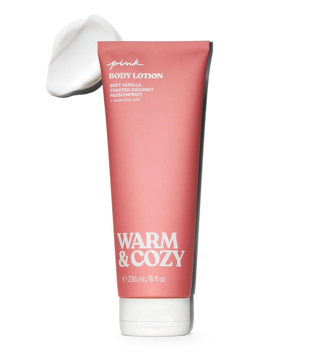 Victoria's Secret PINK Warm & Cozy: bouteille satinée et parfum réconfortant pour la peau.