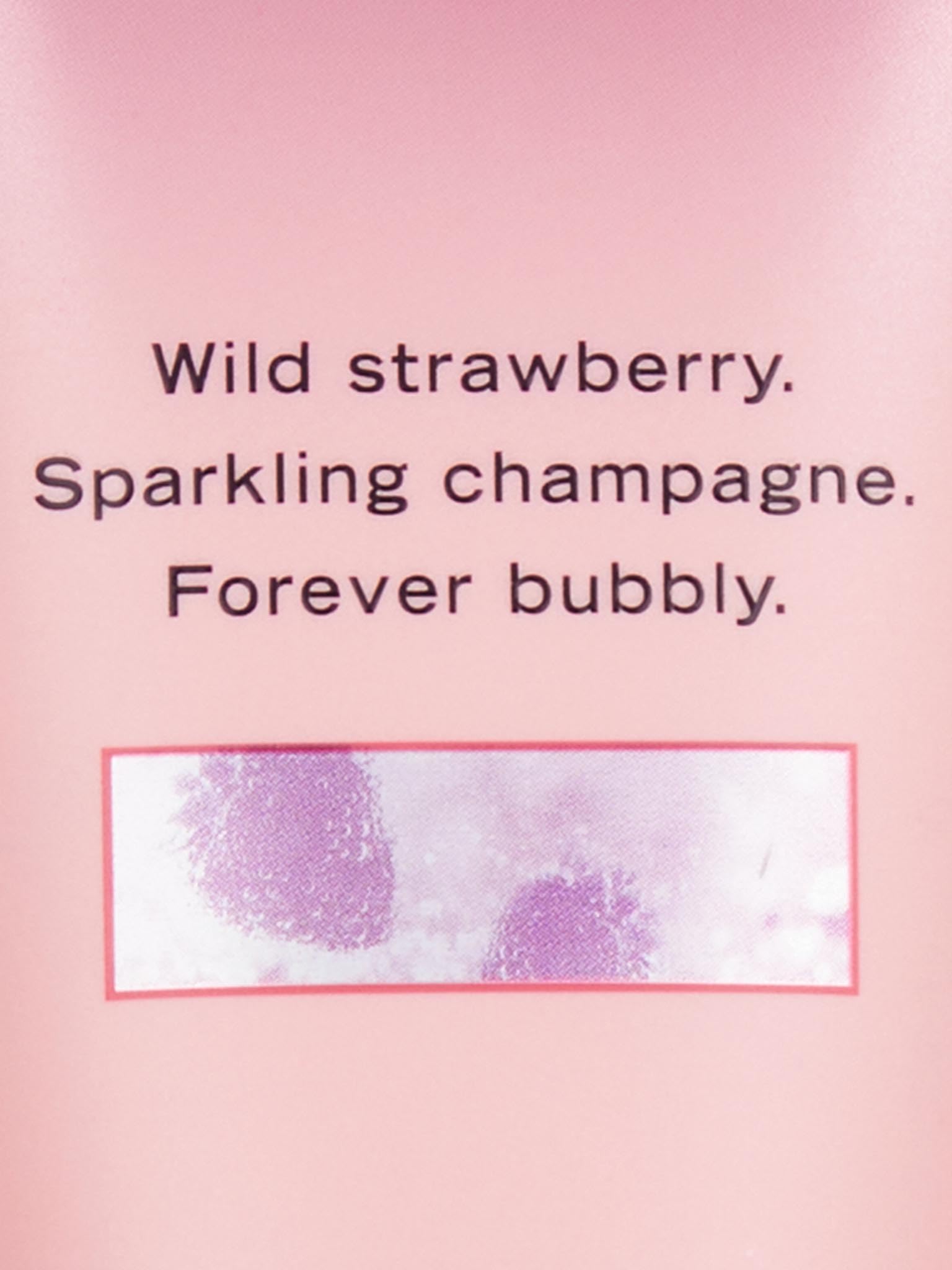 Close-up of the Victoria's Secret label highlighting sparkling champagne notes.