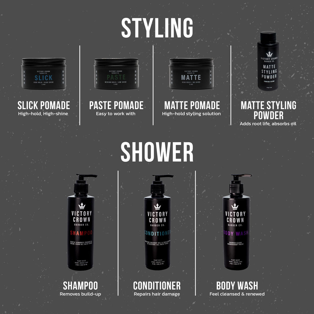 Victory Crown Pommade application-rapide pour modeler rapidement votre coiffure.