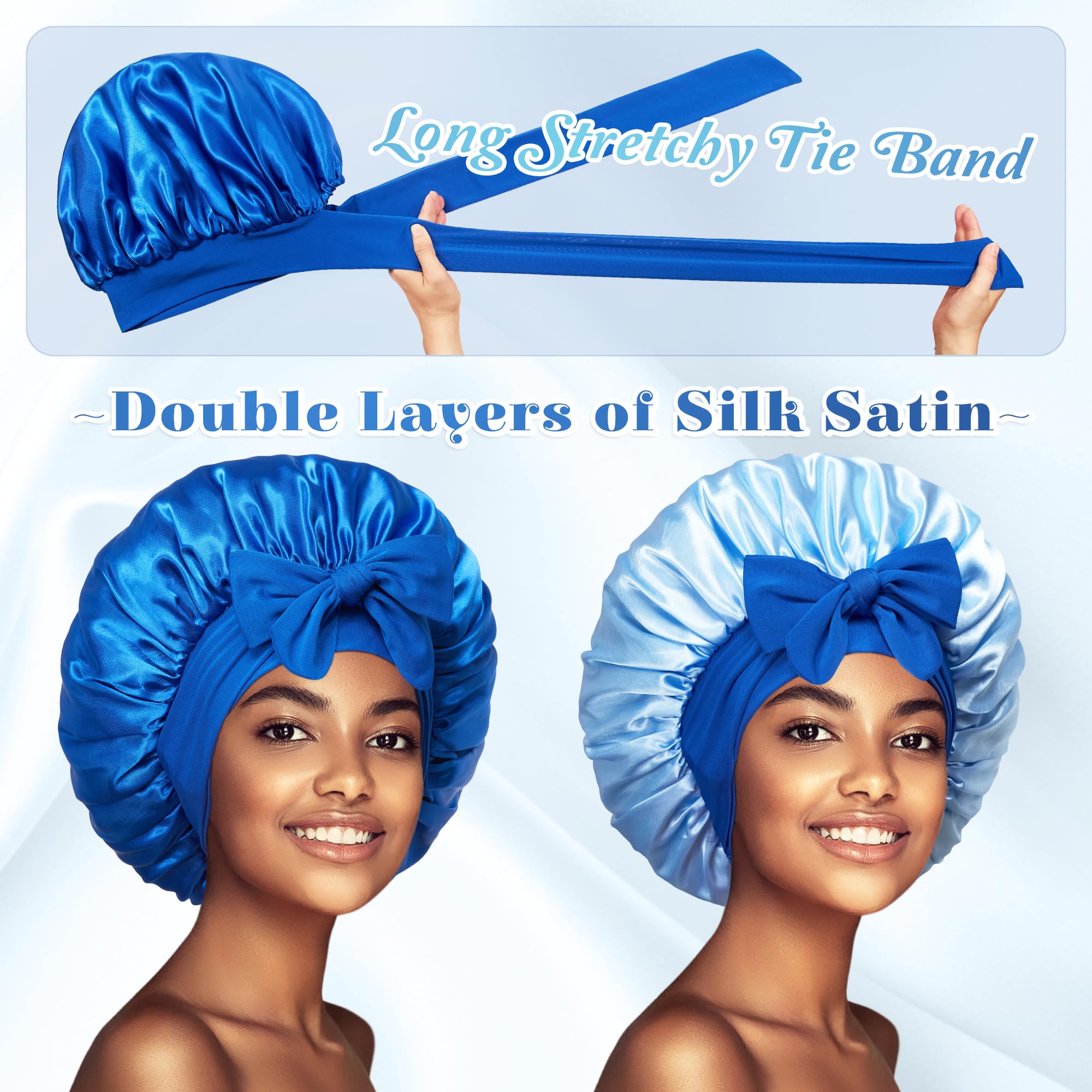 Bonnet VidSel satin doux: protège les cheveux et réduit les frottements.