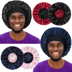 Vidsel bonnet satin double couche, bande large, confort nocturne