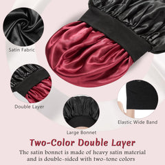 Vidsel bonnet satin réversible, deux côtés colorés, réduction des frottements