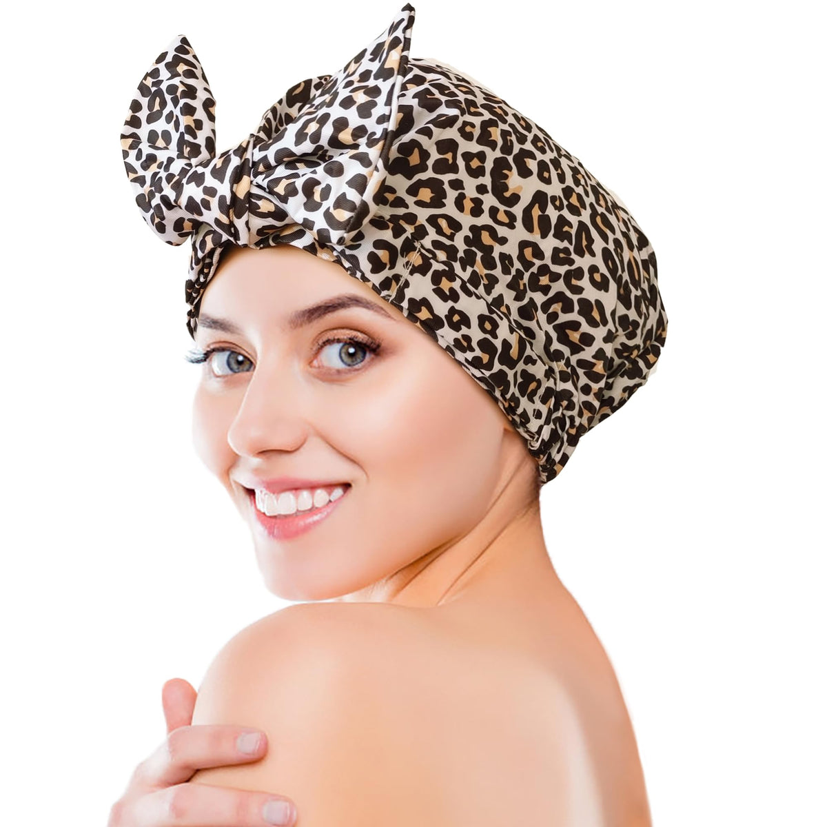 Vidsel cap-douche luxe noeud, protège les cheveux sous la douche.