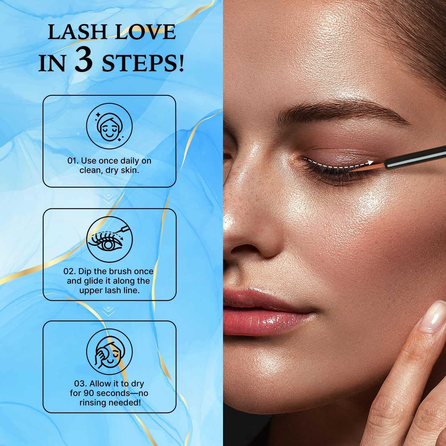 VieBeauti Sérum Cils — routine quotidienne simple pour un soin efficace des cils.