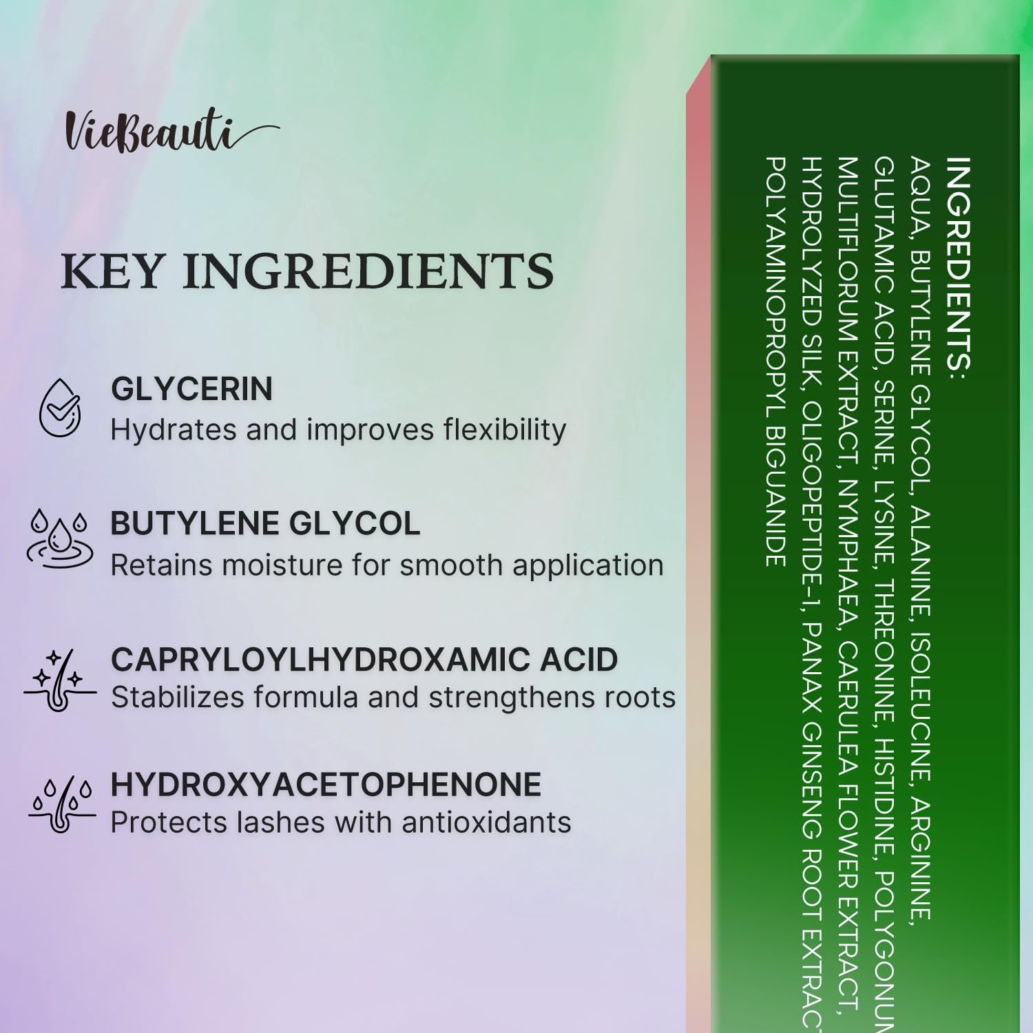 VieBeauti Sérum Cils — vegan et cruelty-free pour une routine responsable.