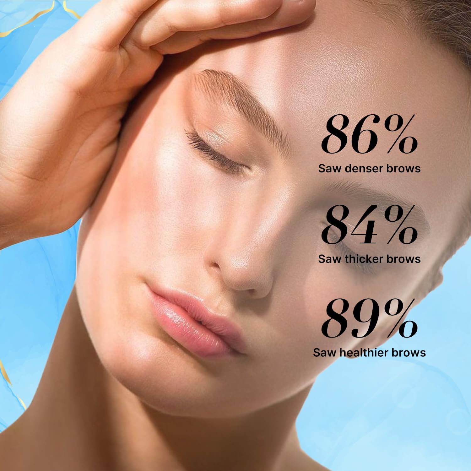 Hydratation de la peau sous les sourcils grâce au sérum VieBeauti.