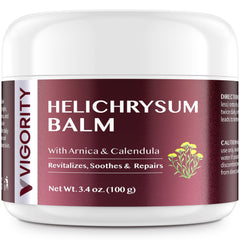Vigority baume helicrysum bouteille: apaisement durable pour peau mature et fragile.