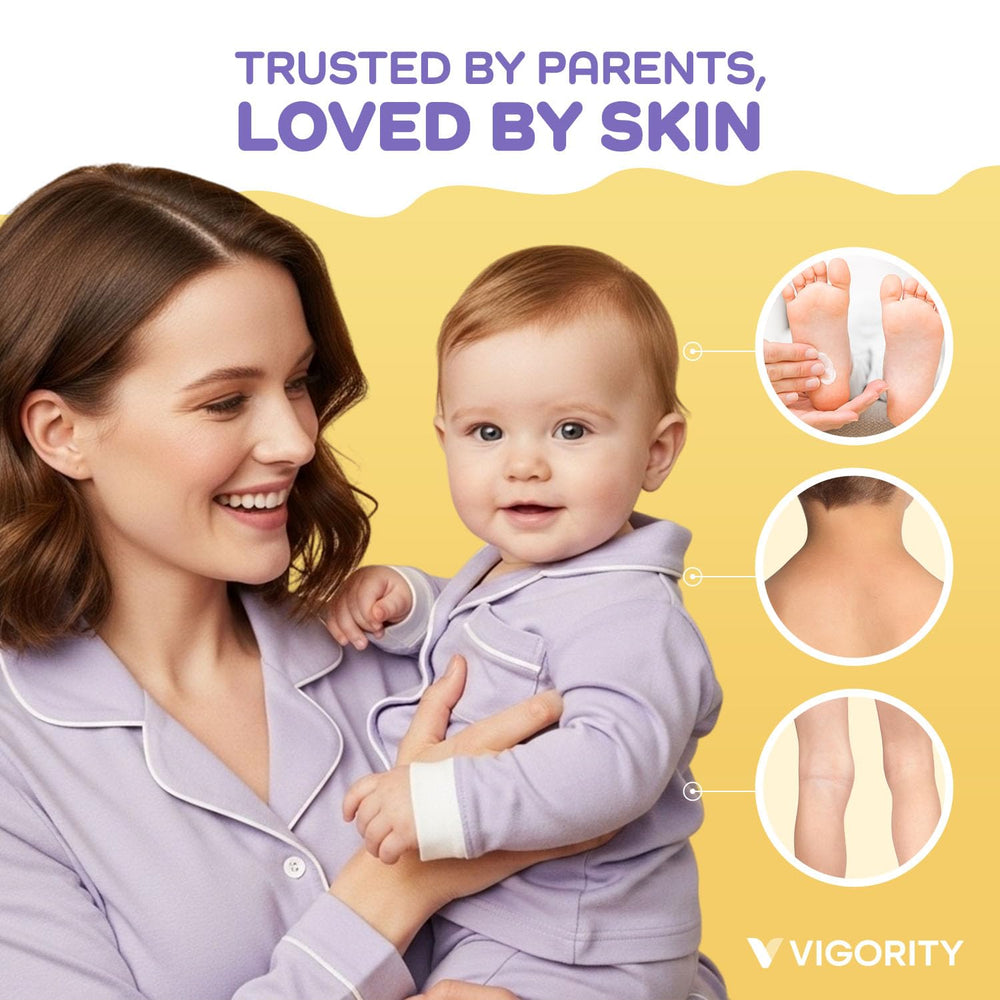 Application douce sur la peau d'un enfant, promesse d'un moment calme.