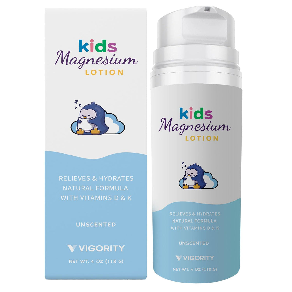 Vigority magnesium lotion bottle on a nightstand, ideal for a bedtime routine.