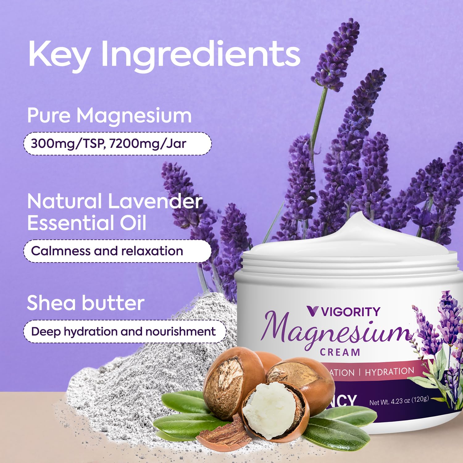 Vigority: texture crème soyeuse en gros plan prête à l'application après le bain.