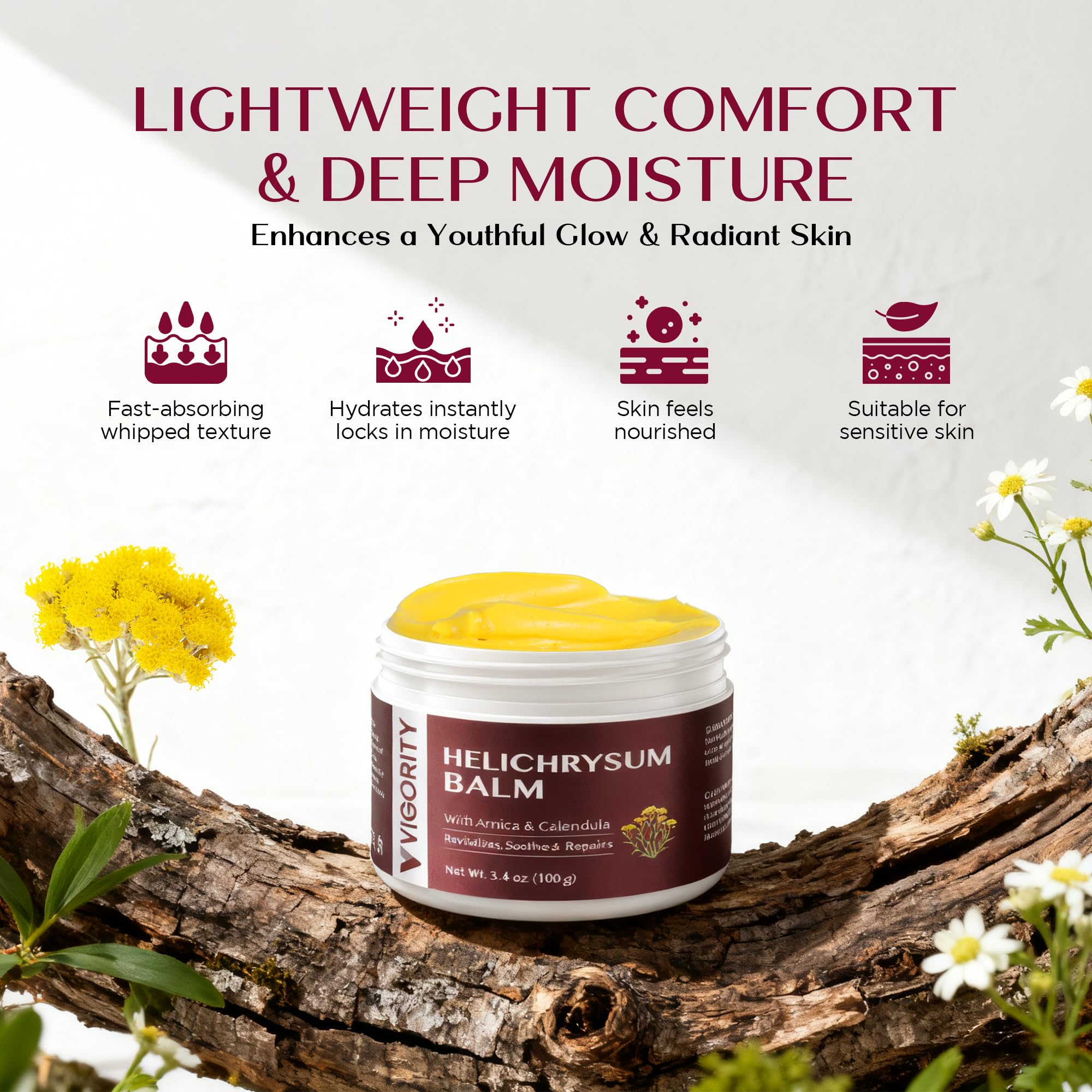 Vigority texture fouettée: absorption rapide et confort durable.