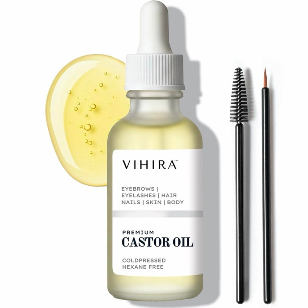 Vihira huile de ricin — bouteille en verre givré prête à nourrir les cheveux