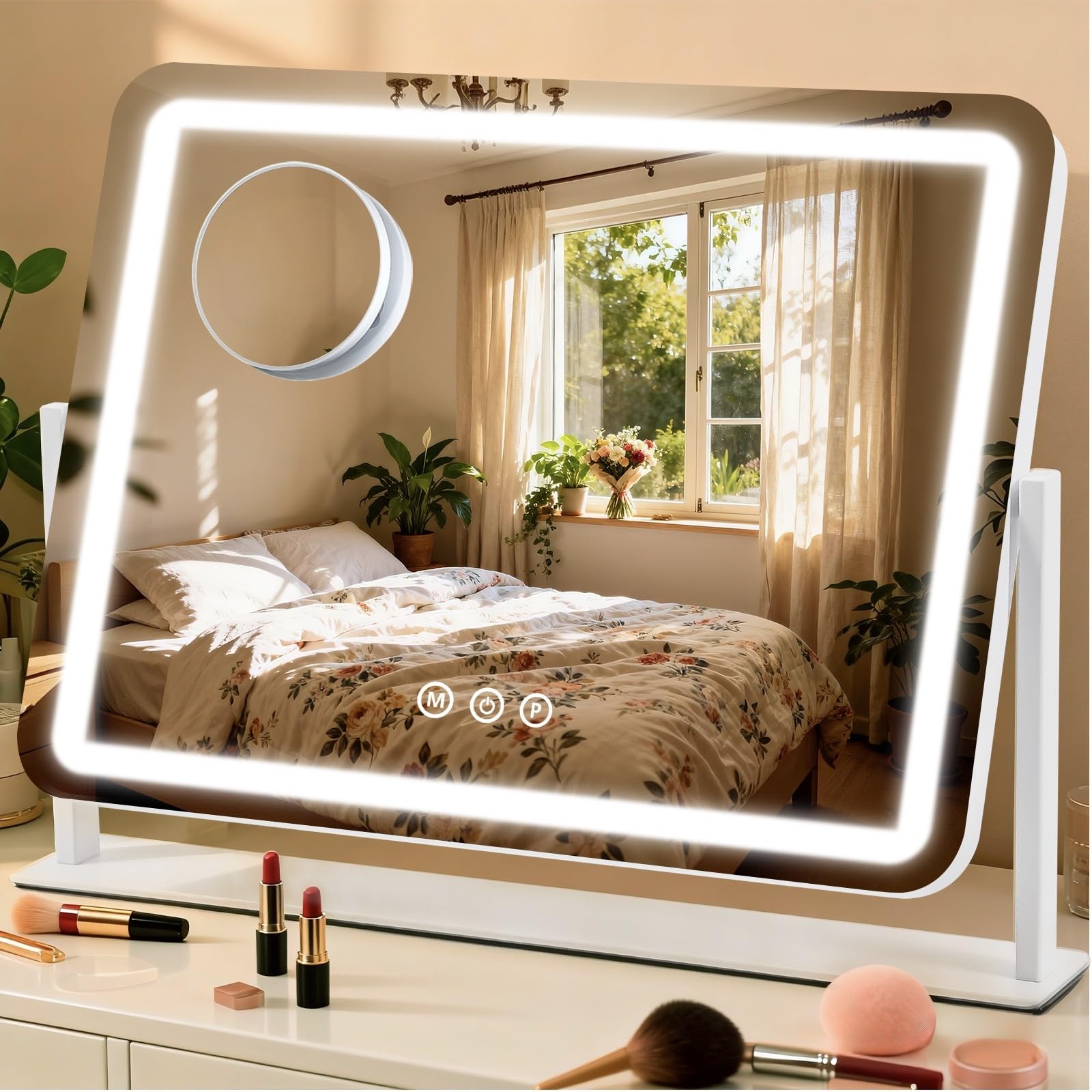 ViKert Miroir Vanity avec lumière, grand format pour voir tout le visage.