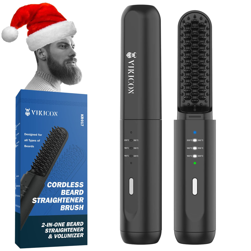 VIKICON brosse-lisseur barbe portable, ready pour grooming rapide en déplacement.