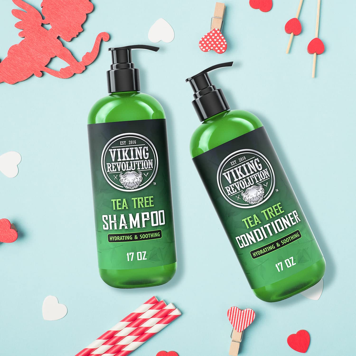 Après-shampoing Viking Revolution arbre à thé – démêlage facile et parfum frais.