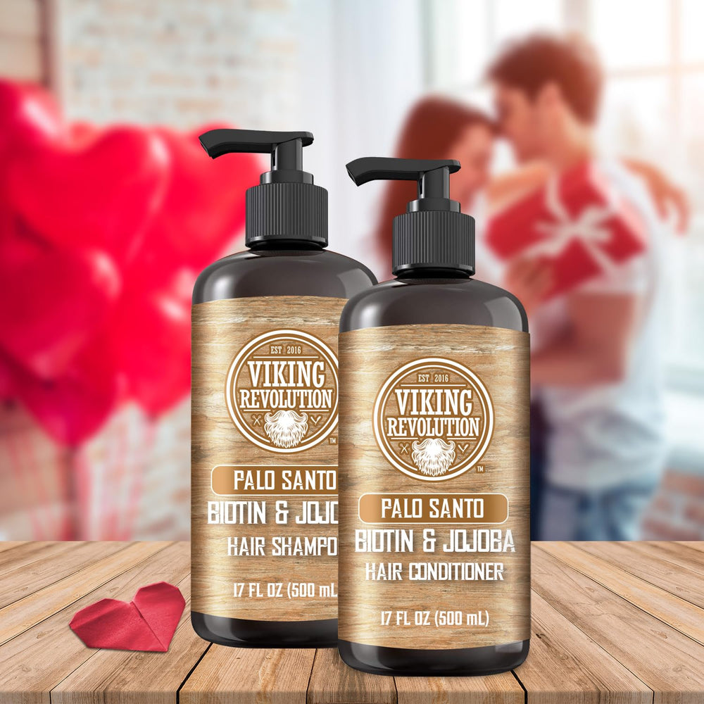 Après-shampooing Palo Santo Viking Revolution avec pompe, application facile.
