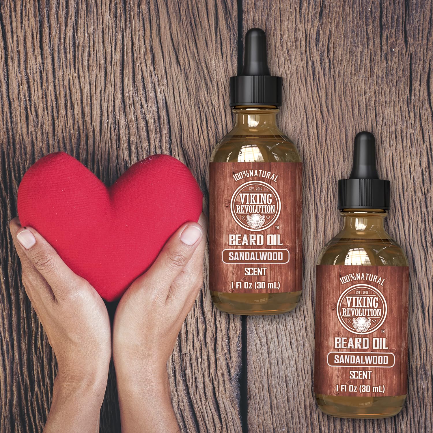 Huile Barbe Viking Revolution Bois de Santal – Argan et Jojoba pour nourrir poils et peau.