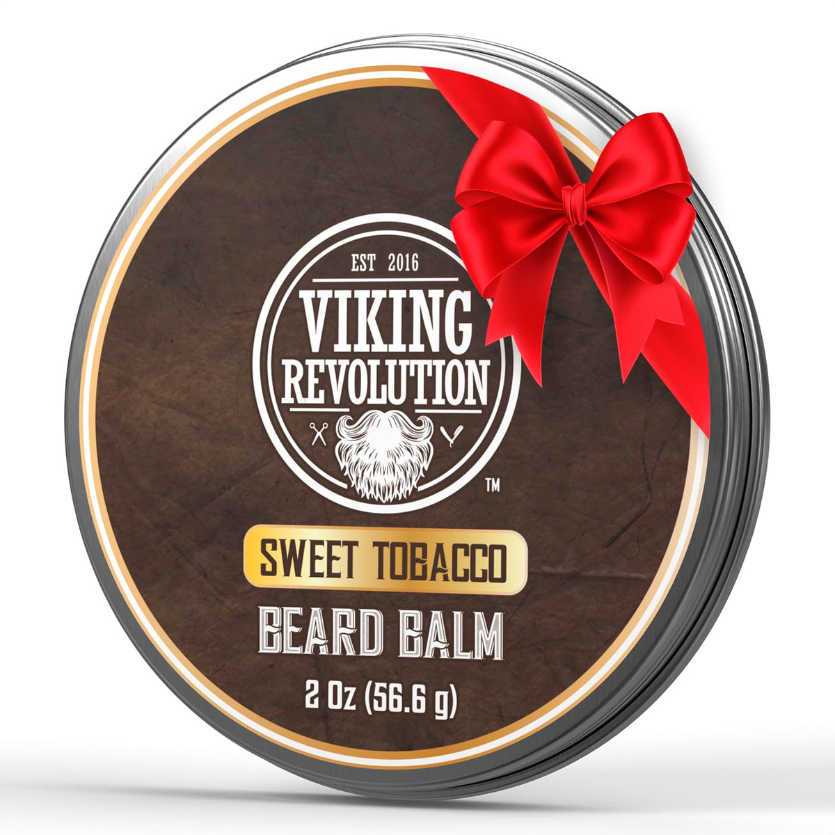 Baume à barbe Viking Revolution Sweet Tobacco en bouteille, parfum doux pour nourrir la barbe.