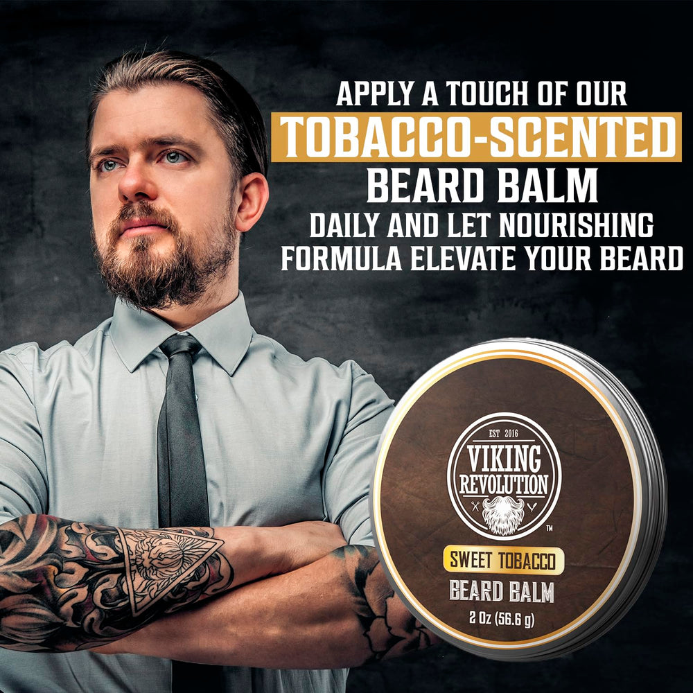 Barbe douce et soignée après l’application du baume Viking Revolution Sweet Tobacco.