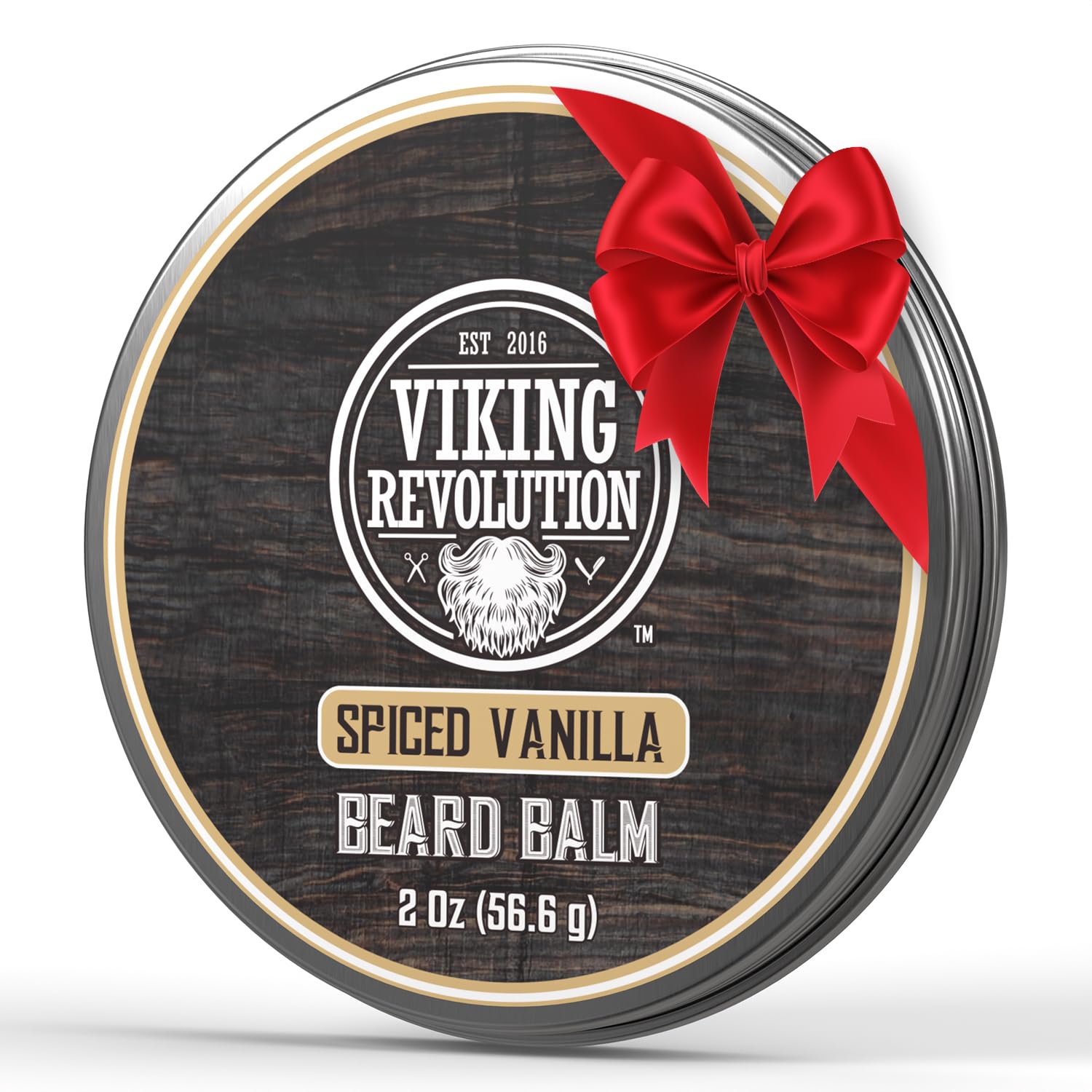Baume barbe Viking Revolution, flacon vanille épicée, hydratation rapide et parfum séduisant.