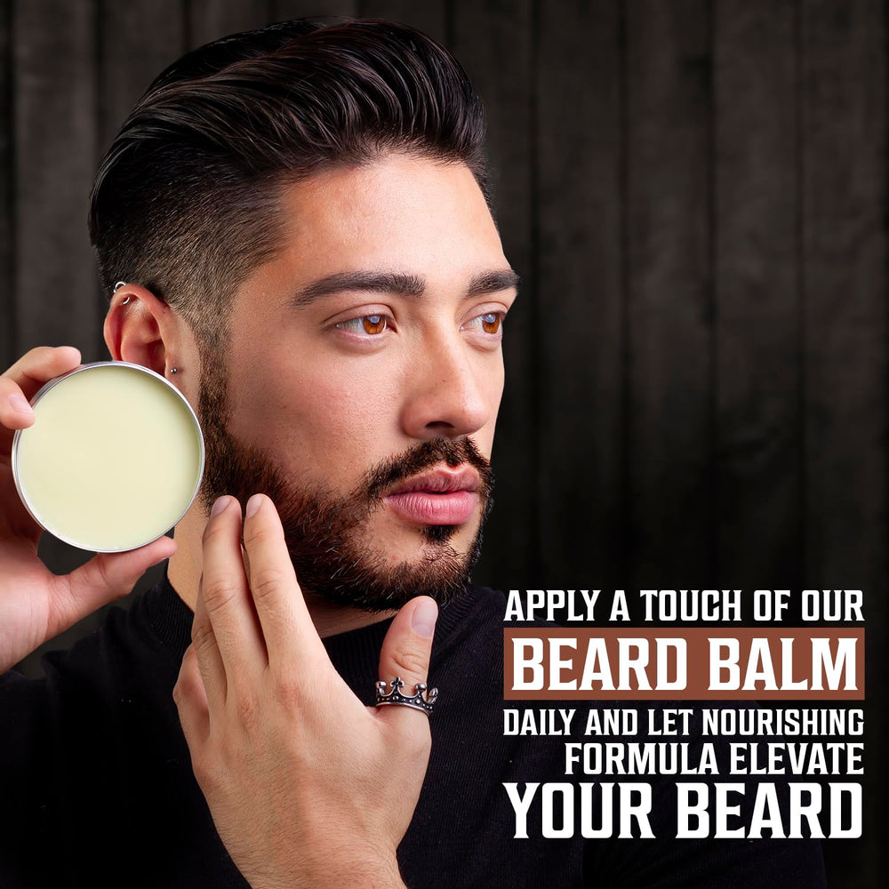 Viking Revolution beard balm application facile, massage rapide pour une barbe mieux maîtrisée.