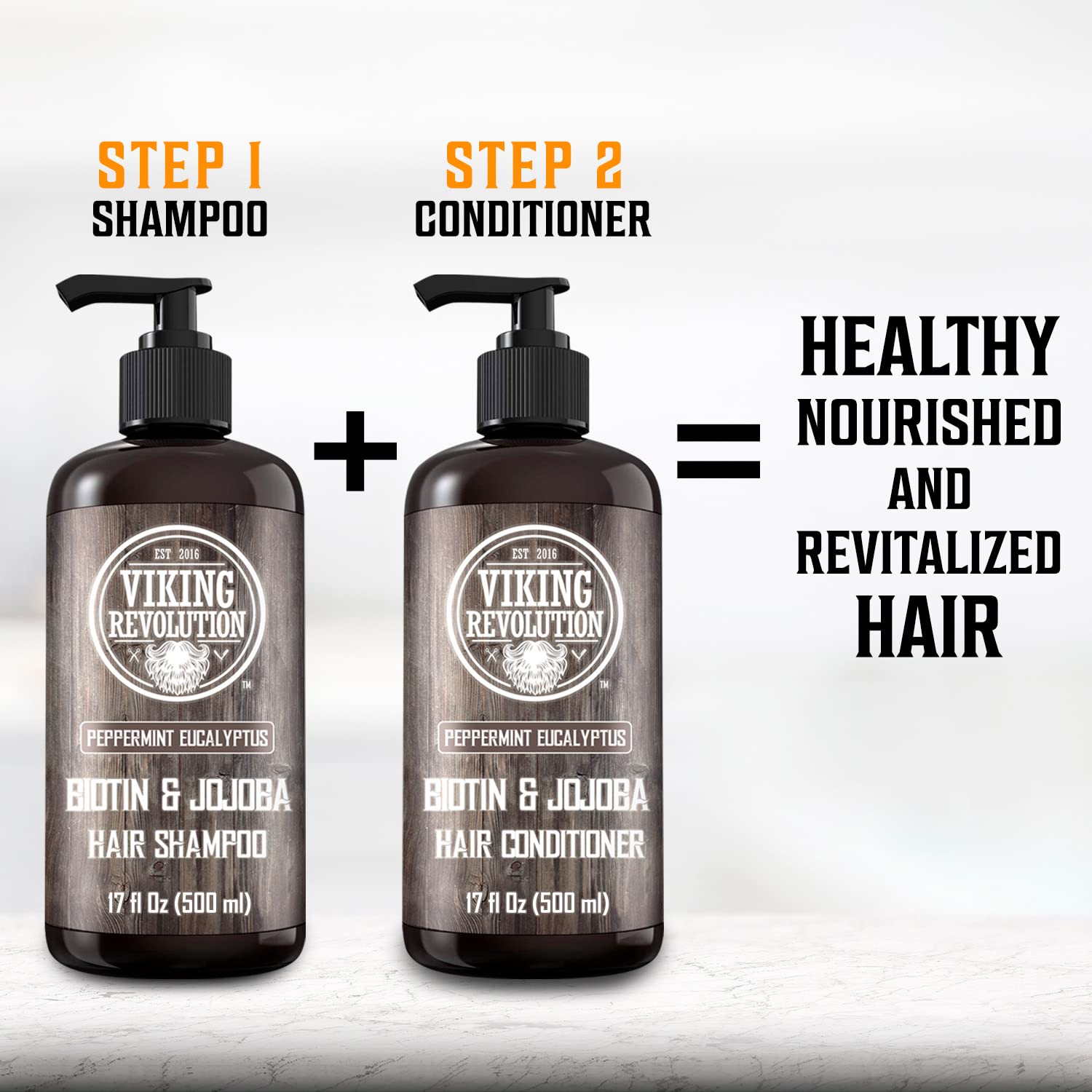 Viking Revolution Biotin conditioner packaging box highlights 17 oz size