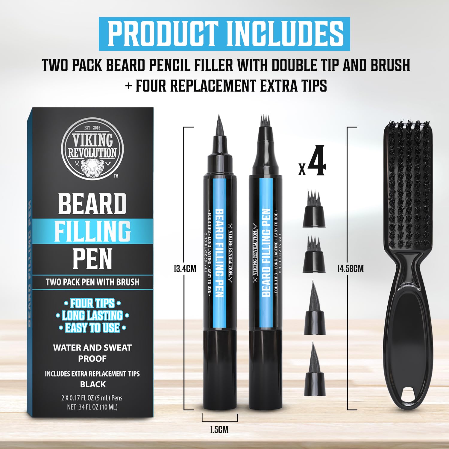 Brosse incluse du Stylo barbe Viking Revolution pour un estompage précis.
