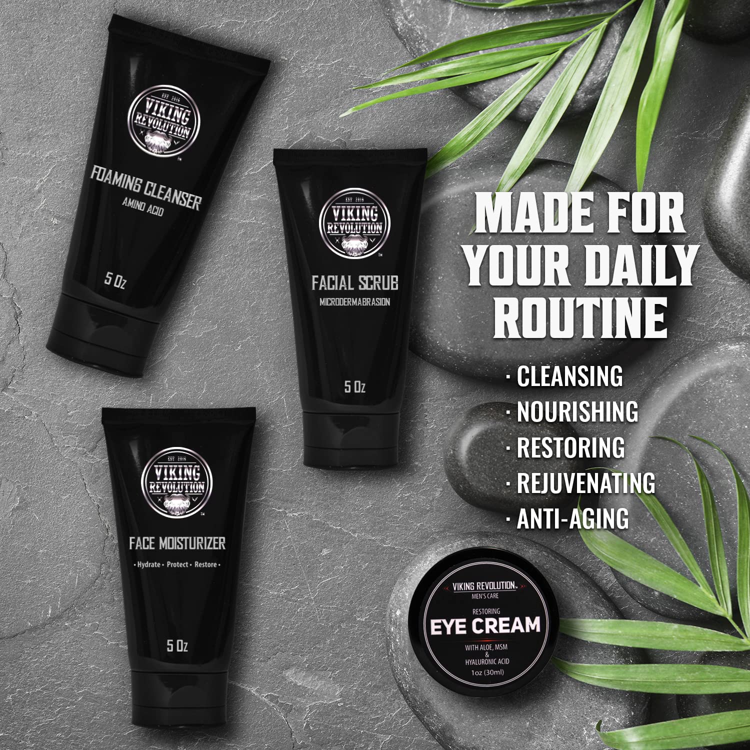 Coffret soin visage homme Viking Revolution prêt à l'emploi pratique.