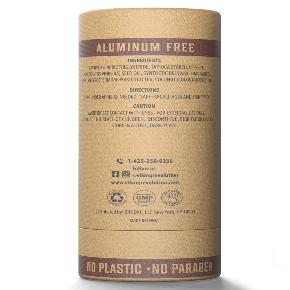Sans aluminium: Viking Revolution Déodorant Santal offre une fraîcheur durable.