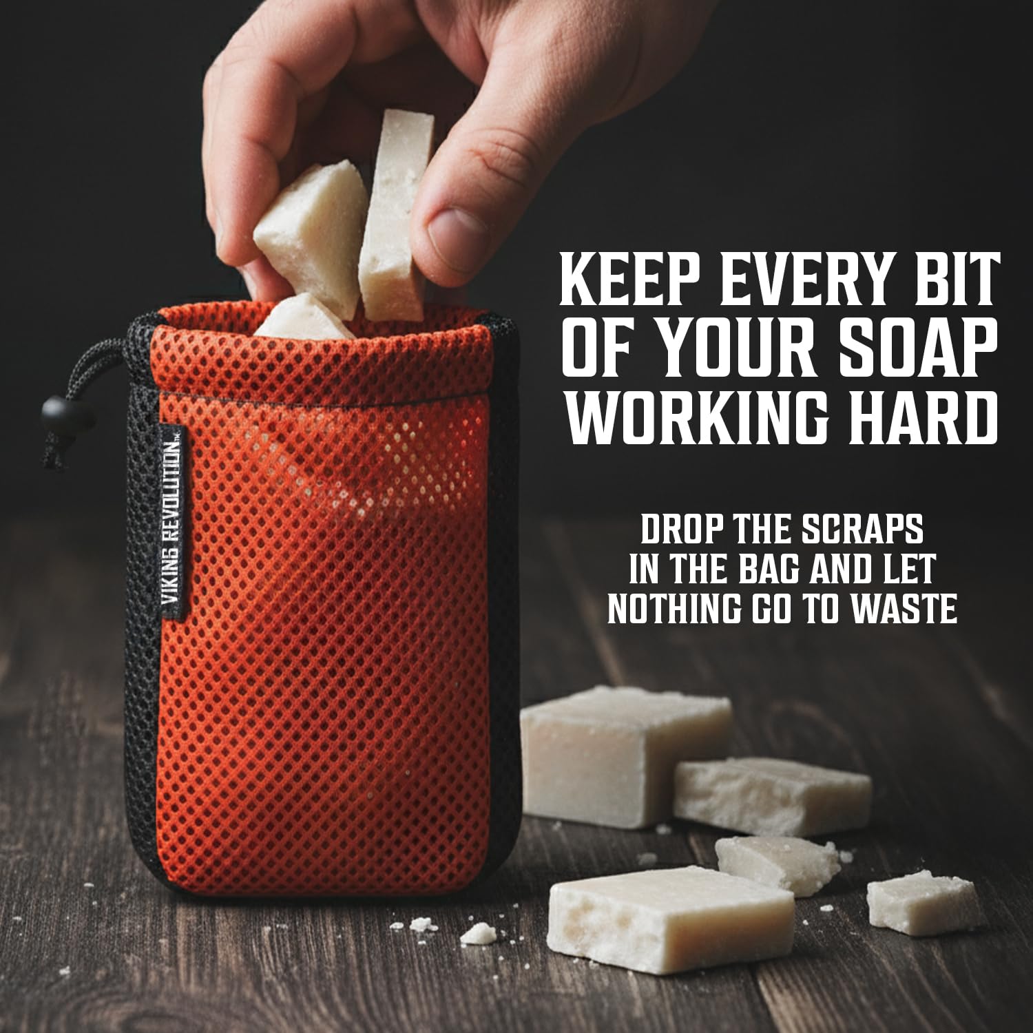 Sac durable qui maximise l'usage du savon.