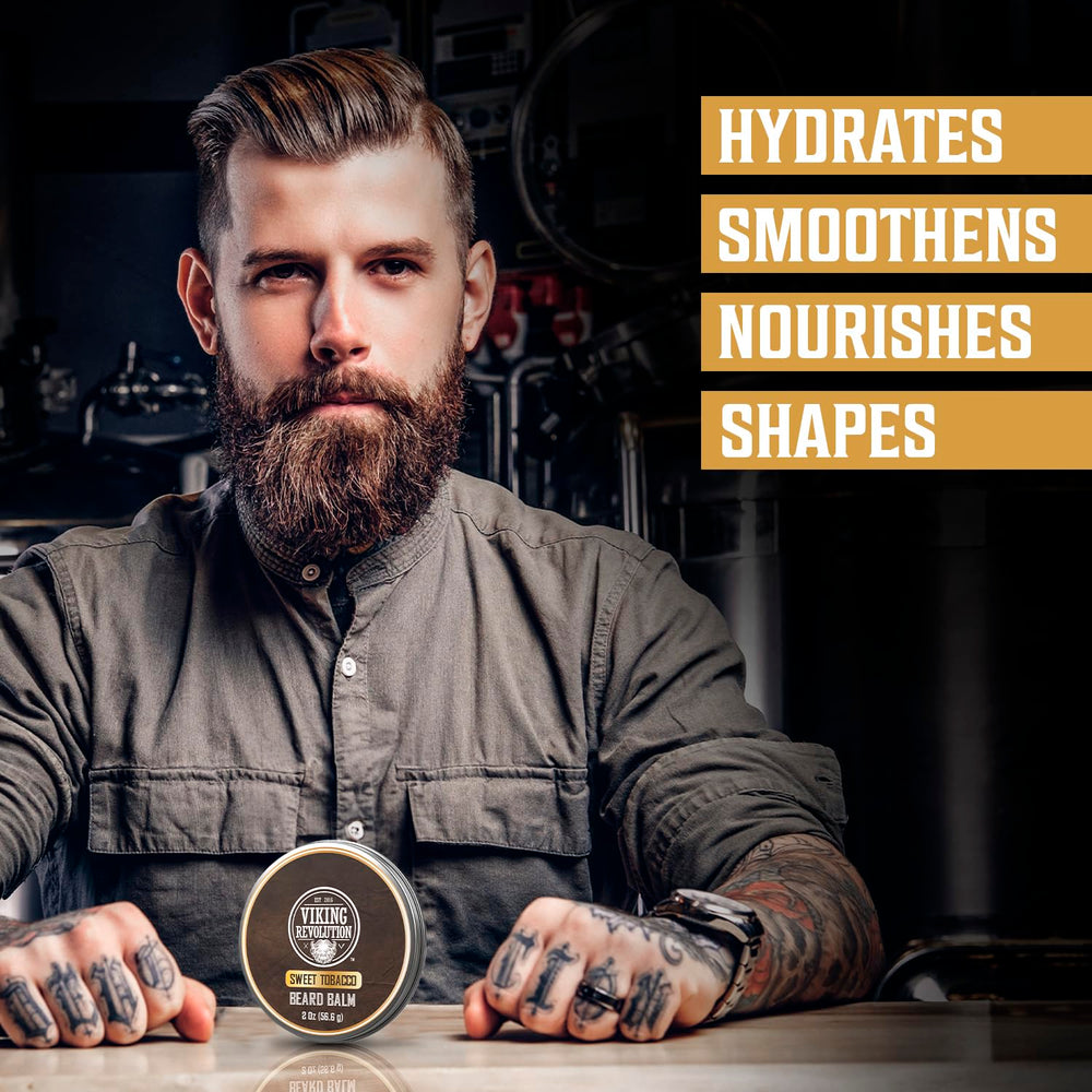 Huile d’argan et jojoba dans le baume Viking Revolution Sweet Tobacco, soin nourrissant.
