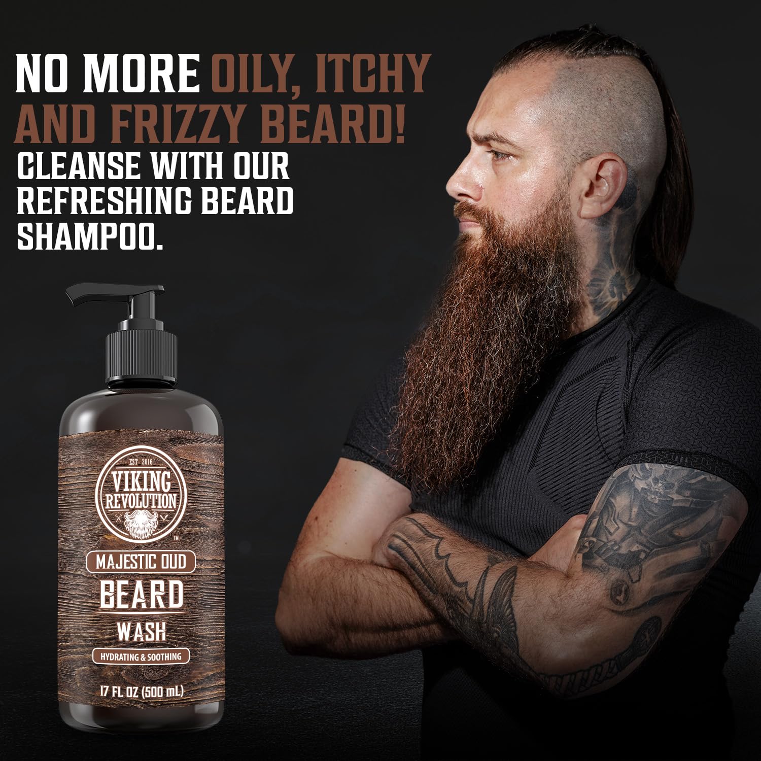 Viking Revolution huile-barbe argan-jojoba en flacon, hydratation-intense.