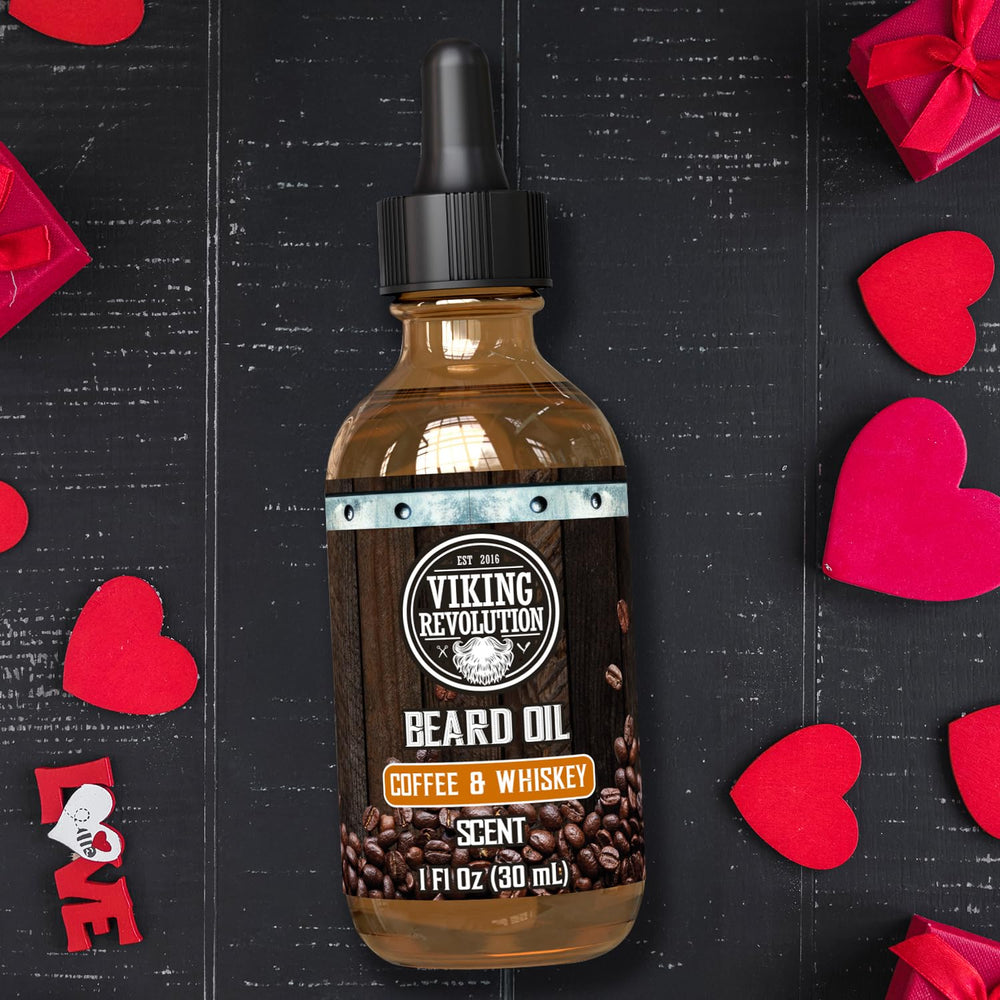 Huile barbe Viking Revolution argan et jojoba pour cheveux plus forts.