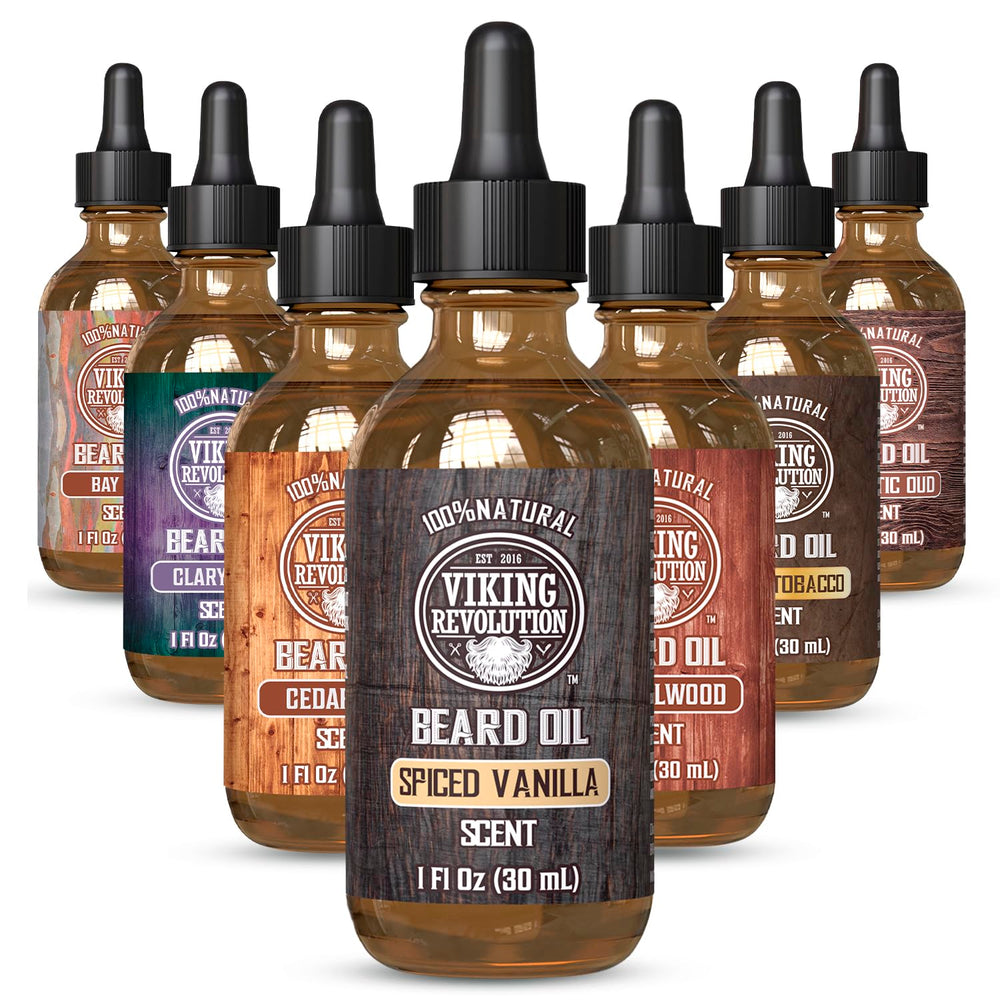 Viking Revolution huile barbe bouteille: soin nourrissant et parfum durable.