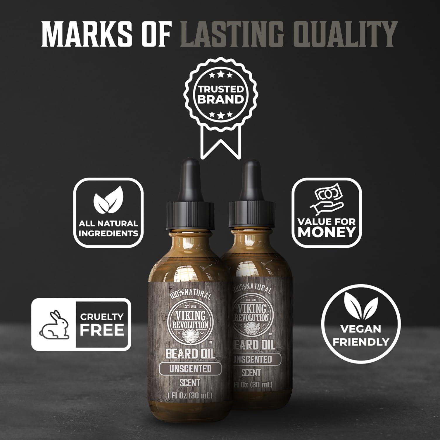 Ingrédients Argan et Jojoba – Viking Revolution nourrit et assouplit la barbe.