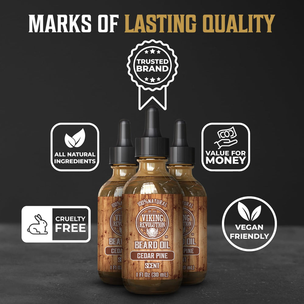Beard Oil Viking Revolution offre un parfum boisé et entretien discret.