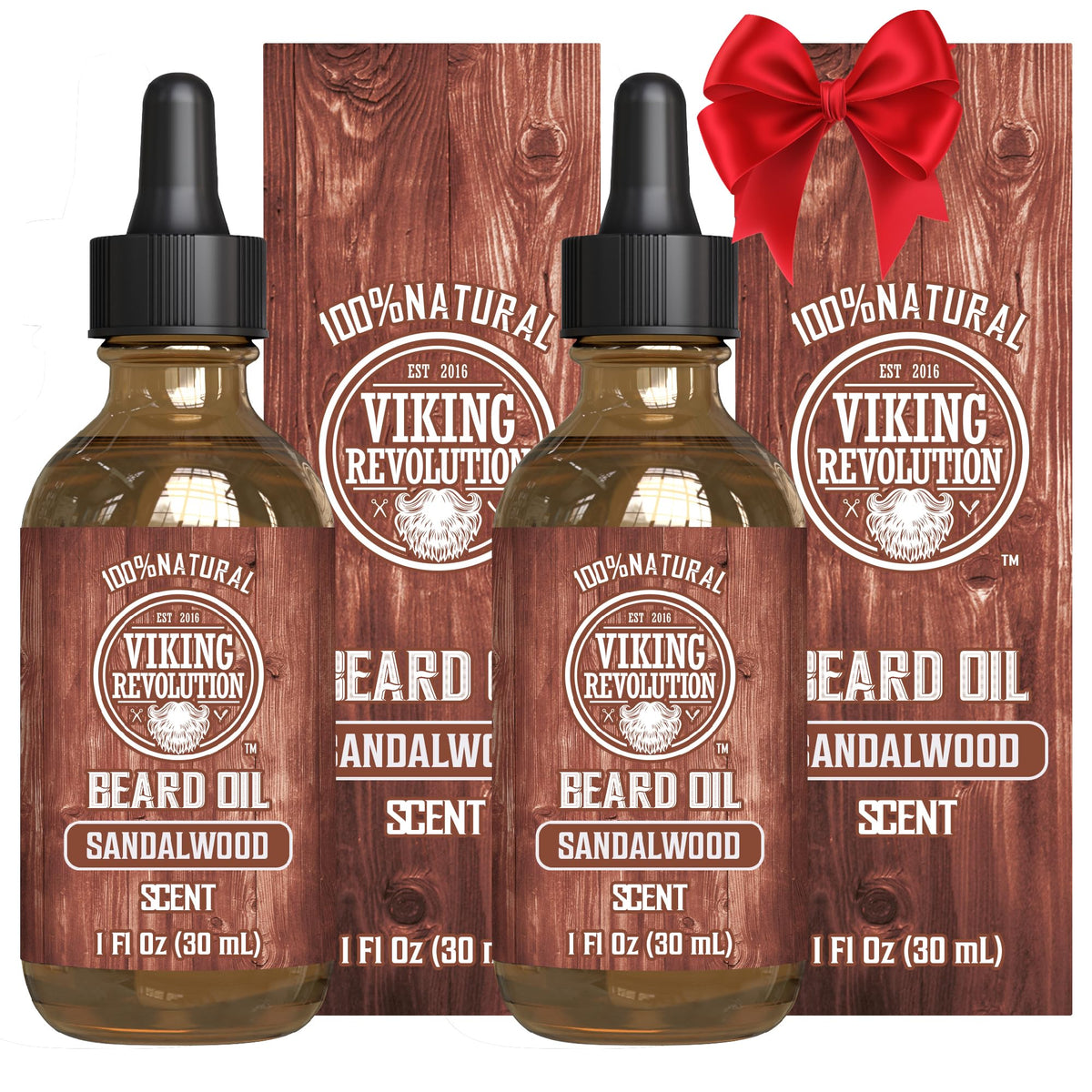 Viking Revolution Huile barbe Bois de Santal – bouteille prête à nourrir et hydrater la barbe.