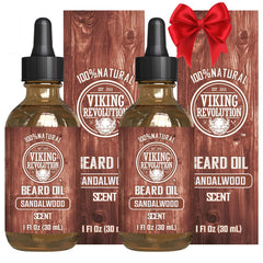 Viking Revolution Huile barbe Bois de Santal – bouteille prête à nourrir et hydrater la barbe.