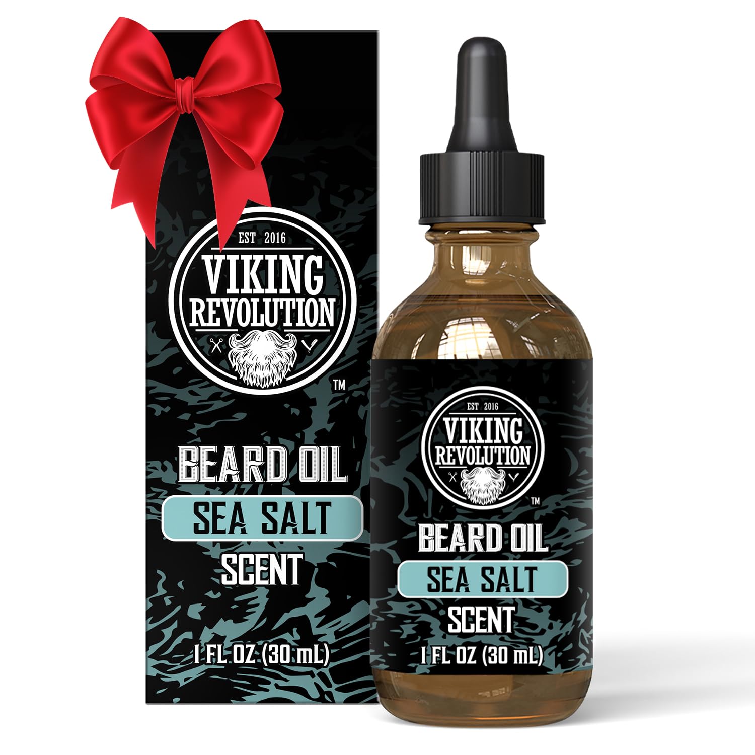Huile Viking Revolution Sel Marin – flacon, parfum marin, revitalise barbe et peau.