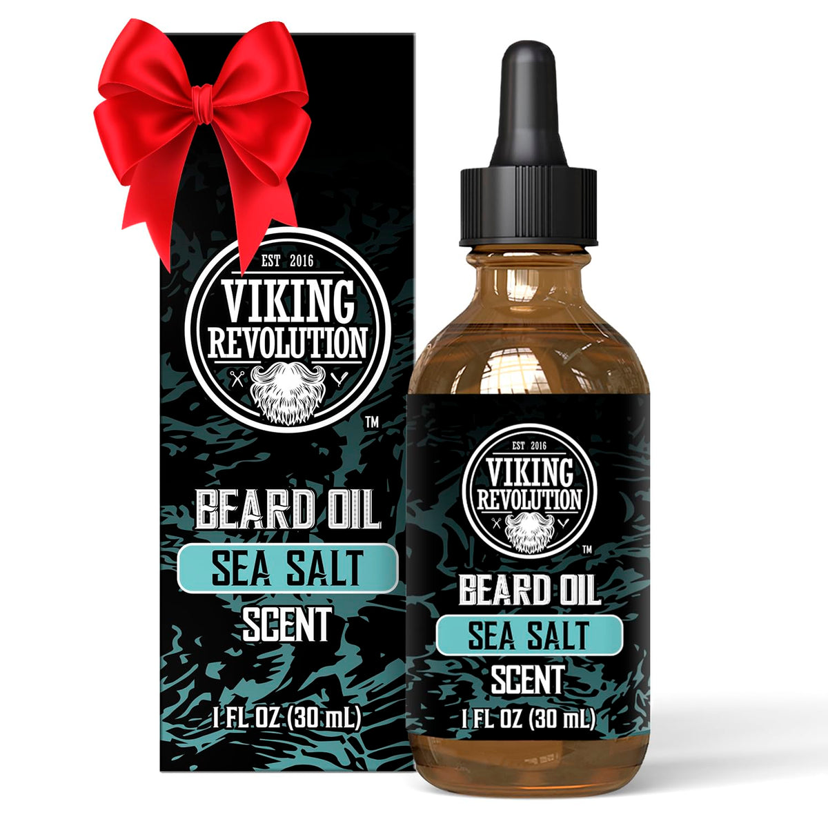 Huile Viking Revolution Sel Marin – flacon, parfum marin, revitalise barbe et peau.