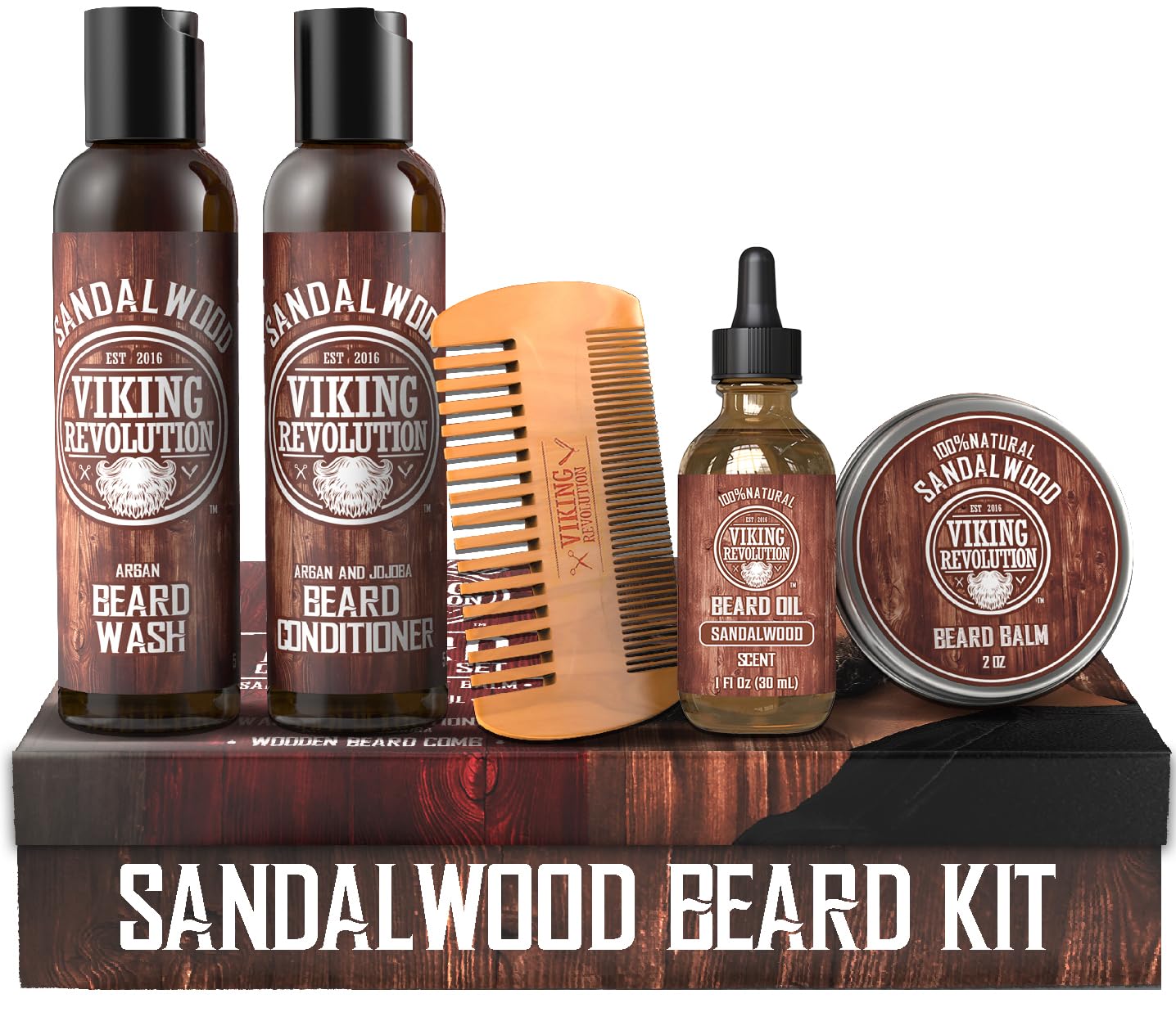 Kit d'entretien barbe Viking Revolution, ensemble pratique pour hydratation quotidienne.