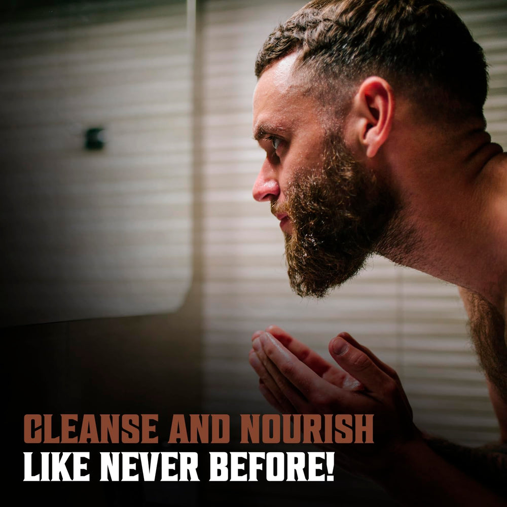 Parfum doux de santal émanant du shampooing Viking Revolution pendant l’application.