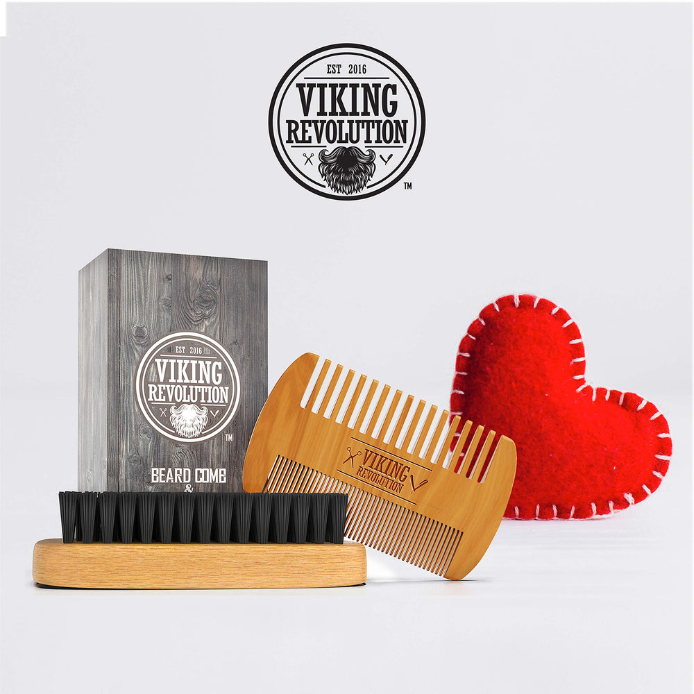 Peigne Viking Revolution double-face pour barbe en bois de poirier, style rapide.